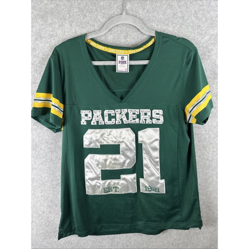 Victoria's Secret PINK X Green Bay Packers Collab Green/gold Jersey Women's SZ M